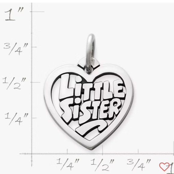 James Avery Silver 'Little Sister' Heart Charm 925 stamped - Picture 2 of 4